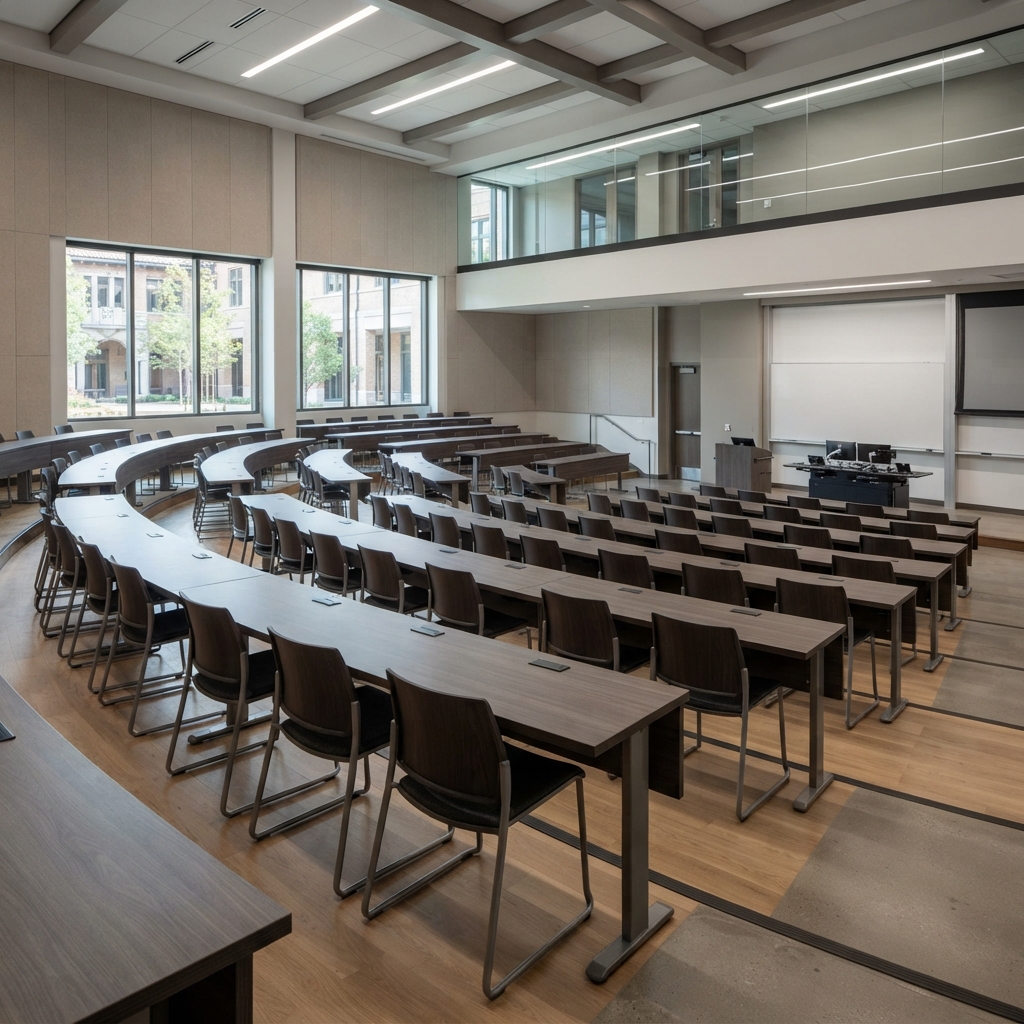 Tables et assises pour amphithéâtre — vue de la bibliothèque produit 2