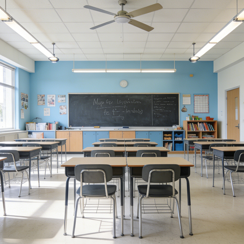 Tables et chaises pour salle de classe — vue de la bibliothèque produit 2