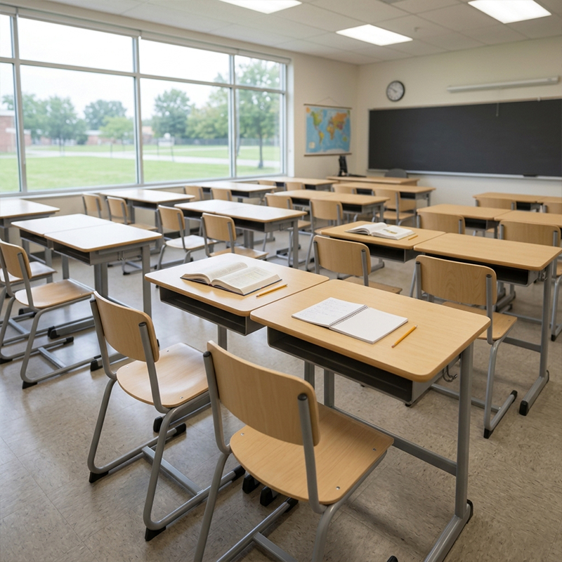Table double pour salle de classe — vue de la bibliothèque produit 2